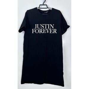Justin Bieber T-Shirt Dress 10 Forever Tour Graphic Tee Black